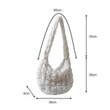 Weiyinxing Women Plaid Quilted Crossbody Bag Ruched Solid Shoulder Bag Korean Pleated Bubble Embroidered Cotton Satchel Bags Underarm Bags