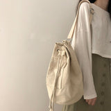 Weiyinxing ins spring 2023 with pocket canvas drawstring bucket bag inclined span single shoulder high-capacity men and women