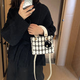 Weiyinxing Small Square Bag Classic Plaid Women Bags Woolen Brand Luxury Handbag Designer Shoulder Bag Purse Clutch Crossbody Lady Bag