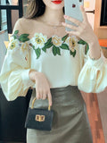 Weiyinxing Blouses Femme Long Sleeve Blouse Women Blusas Mujer De Moda 2023 Women Tops O-Neck Chiffon Blouse Shirt Tops Women E775