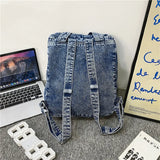 Weiyinxing New Denim Women Backpack Retro Travel Bagpack Large Capacity Backbag College Student School Bags for Teenager Girls Rugtas