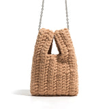 weiyinxing Thick Line Crochet Women Handbags Knitting Chains Shoulder Bags Candy Color Woven Crossbody Bag Casual Small Tote Purses