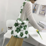 Weiyinxing Women's Girls Plush Handbag Mini Love Clutch Ladies Shoulder Underarm Bag Female Leopard Tote Purse Street Travel Bags