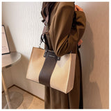 weiyinxing Panelled Large Tote Bag Designer Linen Women Handbags Pu Leather Patchwork Shoulder Crossbody Bag Big Shopper Purse 2023