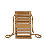 Weiyinxing Bamboo Woven Box Women Shoulder Bags Hollow Wicker Beading Crossbody Bag Rattan Summer Beach Small Phone Purse Bali 2023
