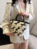 Weiyinxing Capacity Straw Woven Bucket Handbag For Women Cute Luxury Design New Purse Summer Holiday 2023 Casual Trendy Ladies Wallet