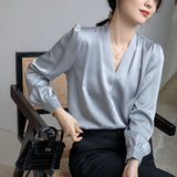 Weiyinxing Casual Office Lady V-Neck White Chiffon Blouse Shirt Women Tops Blusas Mujer De Moda 2023 Long Sleeve Blouse Women G925