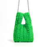 weiyinxing Thick Line Crochet Women Handbags Knitting Chains Shoulder Bags Candy Color Woven Crossbody Bag Casual Small Tote Purses