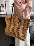 Weiyinxing Design Straw Woven Tote Bags Summer Casual Large Capacity Handbags New Fashion Beach Women Shoulder Simple Style Shopping