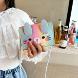 Weiyinxing Color Princess Accessories Coin Purse Lovely Baby Girls Small Square Crossbody Bags Cute Rabbit Children's Shoulder Bag