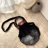 weiyinxing Hollow Women Shoulder Bags Designer Handmade Woven Handbags Fishnet Summer Beach Bags Large Tote Bali Shopper Purses 2023