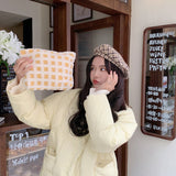 Weiyinxing Color Women's Small Storage Bag Retro Plaid Ladies Plush Clutch Handbag Wallet Casual Daily Female Purse Shopping Bags