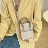 Weiyinxing Summer New Straw Shoulder Bag Square Fashion Handbags Designer Crossbody Bags For Women Small Top-handle Bag