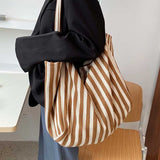 Weiyinxing Women's Tote Bag Striped Canvas Casual Handbags for Women 2023 Simple Shopping Large Capacity Woman Shopper School Shoulder Bag