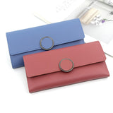 Weiyinxing Wallets Ladies Casual Simple New Women's Clutches Long Tri-fold Wallets Documents Coin Purses Card Holders Solid Color