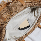 Weiyinxing Straw Shoulder Bag Women Design Handbag Bohemian Round Woven Large Capacity Tote Summer Beach Travel Shopper Purse