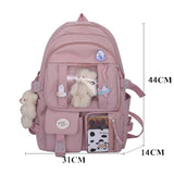 weiyinxing High School Girls Backpack Waterproof Multi Pockets For Teenage Harajuku Kawaii Black Women Cute Mochila SchoolBags