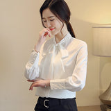 Weiyinxing Women Blusas Mujer De Moda 2023 Long Sleeve Chiffon Blouse Shirt Women Shirts Tops V-neck Office Blouse For Women B829