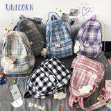 weiyinxing 2023 Women Backpack Female Cool Nylon Travel Bag Fashion Plaid Portable Cute Schoolbag College Teenage Girls Boys Bookbag