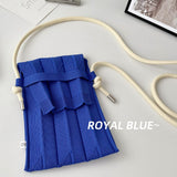 Weiyinxing Knitting Small Crossbody Bags Women Organ Pleated Mini Shoulder Messenger Bag Ladies Foldable Long Straps Phone Purse