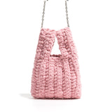 weiyinxing Thick Line Crochet Women Handbags Knitting Chains Shoulder Bags Candy Color Woven Crossbody Bag Casual Small Tote Purses