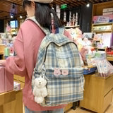 weiyinxing 2023 Women Backpack Female Cool Nylon Travel Bag Fashion Plaid Portable Cute Schoolbag College Teenage Girls Boys Bookbag