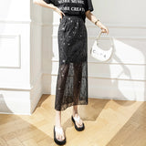 Weiyinxing Sequin Skirt Women Summer Casual High Waist Gentle Package Hip Long Straight Skirts Sexy Party Skirts Korean N712