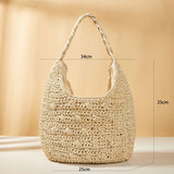 Weiyinxing Straw Bag Women Shoulder Bags Paper Woven Female Handbags Large Capacity Summer Beach Straw Bags Casual Tote Purses