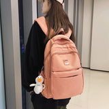 weiyinxing Women School Bags Cool Female Solid Color Black College Backpack Trendy Men Laptop Backpack Book Girl Travel Student Bag