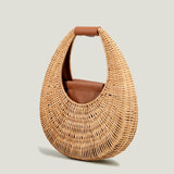 weiyinxing Half Mloon Rattan Women Handbags Designer Wicker Woven Hand Bags Handmade Woven Summer Beach Straw Bag Luxury Bali Purse