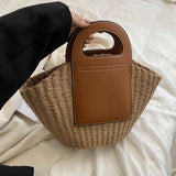 Weiyinxing Ladies Basket Shopper Bag Beach Straw Bag Summer Woven Travel Handbag For Women Luxury Design Underarm Shoulder Bags