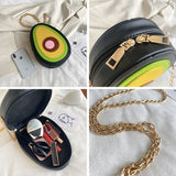 Weiyinxing Fruit Avocado Purses and Handbag for Women Cute Girls Chain Shoulder Bag Round Leather Small Crossbody Bag Novelty Purses