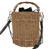 weiyinxing Rattan Women Shoulder Bags Designer Bamboo Handle Wicker Woven Handbags Casual Summer Beach Straw Bag Small Bucket Purse