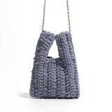 weiyinxing Thick Line Crochet Women Handbags Knitting Chains Shoulder Bags Candy Color Woven Crossbody Bag Casual Small Tote Purses