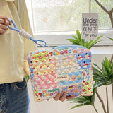 Weiyinxing Ladies Cotton Cosmetic Bag for Women Fashion Clutches Handbag Cute Portable Make Up Mommy bag Large Capacity Storage Bags