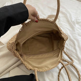 Weiyinxing Straw Shoulder Bags for Women Round Rattan Handmade Woven Beach Bag Female Travel Large Capacity Shopper Tote Handbags