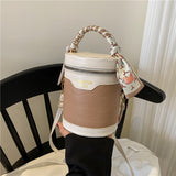 Weiyinxing Fashion Lady Handbag 2023 New Crocodile Pattern Cylindrical Crossbody Bags Simple Handbag Personality Silk Scarf Portable