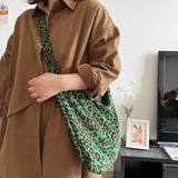Weiyinxing Print Women's Corduroy Shoulder Bag Large Capacity Ladies Tote Shopper Bags Handbags Vintage Female Chest Crossbody Bag