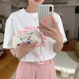 Weiyinxing Ladies Polyester Fabrics Cartoon Embroidery Clutchbag for Girls Cute Pattern Makeup Cosmetic Bag Student Pen Bags