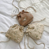 Weiyinxing Small Shoulder Bags Women Beach Straw Woven Flower Embroidery Bags Ladies Lace Crossbody Handbags for Travel