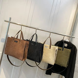 Weiyinxing Capacity Corduroy Bags for Women Winter Crossbody Solid Color Casual Women's Handbags Messenger Shoulder Bag Shopping Bags