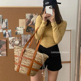 Weiyinxing beach basket summer bag straw bag fashion beach bags big rattan shoulder bags large capacity woven bag hand-made handbags