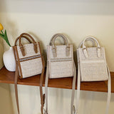 Weiyinxing Summer New Straw Shoulder Bag Square Fashion Handbags Designer Crossbody Bags For Women Small Top-handle Bag