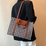 Weiyinxing Brand Designer Houndstooth Wool Totes Handbags and Purses Women Shoulder Bags 2023 Large Capacity Travel shopping Bags