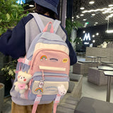 Weiyinxing Female Multi Lattice Color Matching Backpack High Appearance Foreign Style Backpack Female Junior High School Girl Bag