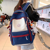 Weiyinxing Patchwork Color Multi-Pocket Female Backpack Book School Bag for Teenage Girls Boys Student Women's Travel Rucksack