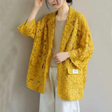 Weiyinxing Style Cotton And Linen Loose Solid Color Long Sleeve Lace Embroidery Suit Collar Casual Chic Cardigan Loose Coat 4XL