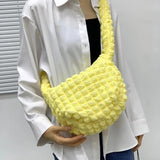 Weiyinxing hobos puffy crossbody bags for women designer nylon ruched quilted lady shoulder bag small tote female purses 2023