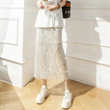 Weiyinxing Sequin Skirt Women Summer Casual High Waist Gentle Package Hip Long Straight Skirts Sexy Party Skirts Korean N712