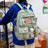Weiyinxing Aesthetic Women Backpack School Bag for Teen Girls Japanese Korean Rucksack Student Bookbags with Cute Accessor Mochila